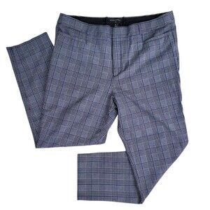 Banana Republic Womens Pants Blue Gray Size 16 Sloan Plaid Cotton Blend